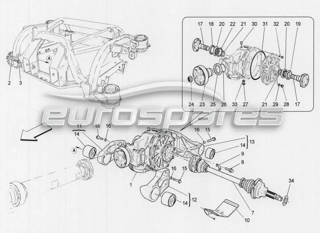 maserati grancabrio mc centenario ejes diferenciales traseros diagrama de piezas
