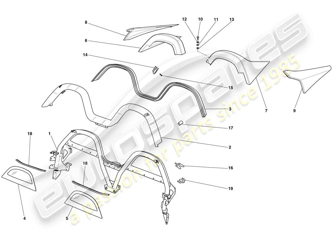 ferrari 599 sa aperta (europe) barra antivuelco diagrama de piezas