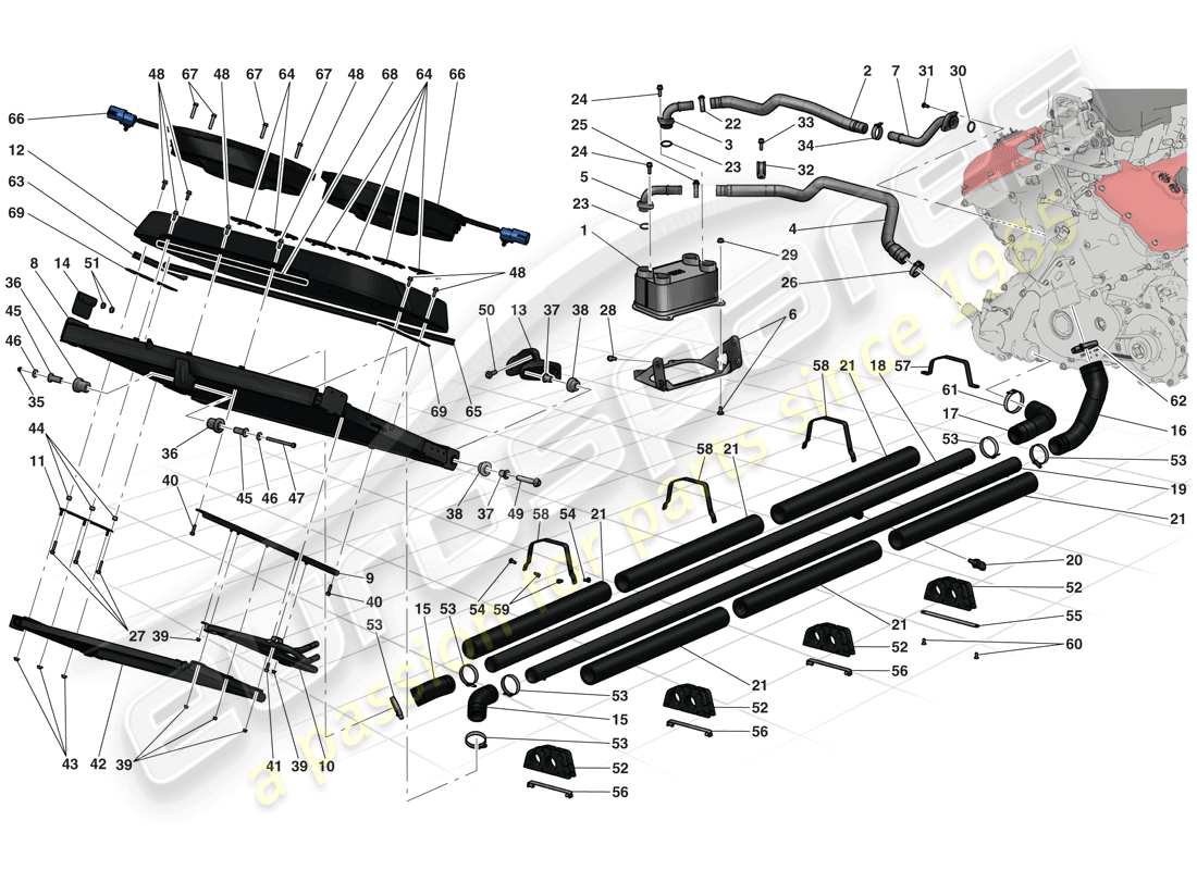ferrari laferrari (europe) sistema de enfriamiento diagrama de piezas
