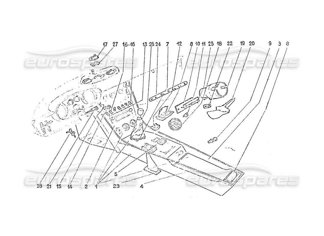 ferrari 365 gt 2+2 (coachwork) interruptores interiores - ventilaciones de aire y diagrama de piezas de molduras