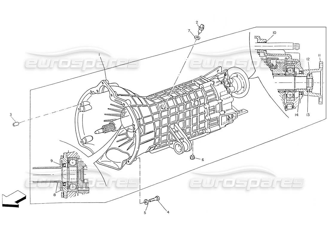 maserati ghibli 2.8 (non abs) caja de cambios mecánica diagrama de piezas