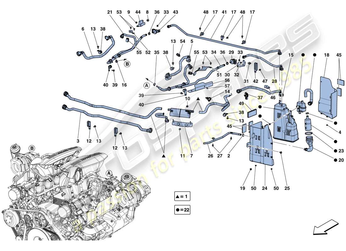 ferrari 488 spider (rhd) diagrama de piezas del sistema de control de emisiones evaporativas