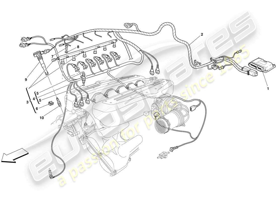 ferrari 599 gtb fiorano (rhd) inyección - sistema de encendido diagrama de piezas
