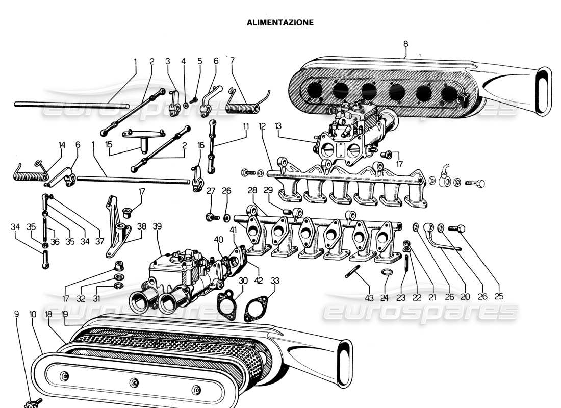 lamborghini espada colectores de entrada diagrama de piezas