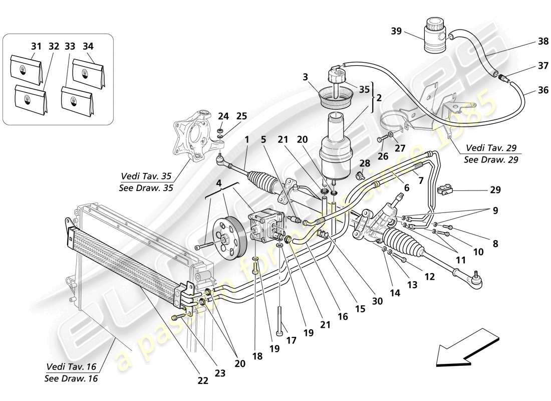 maserati trofeo caja de dirección diagrama de piezas