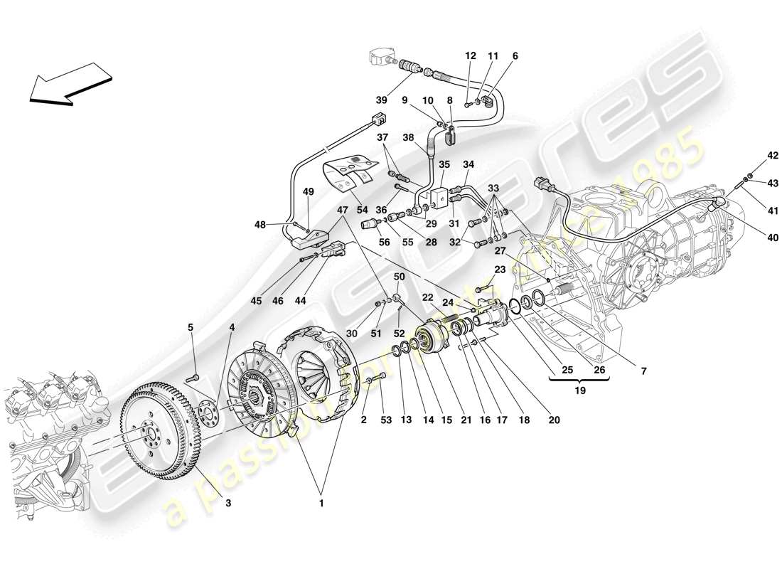 ferrari f430 scuderia (usa) embrague y controles diagrama de piezas