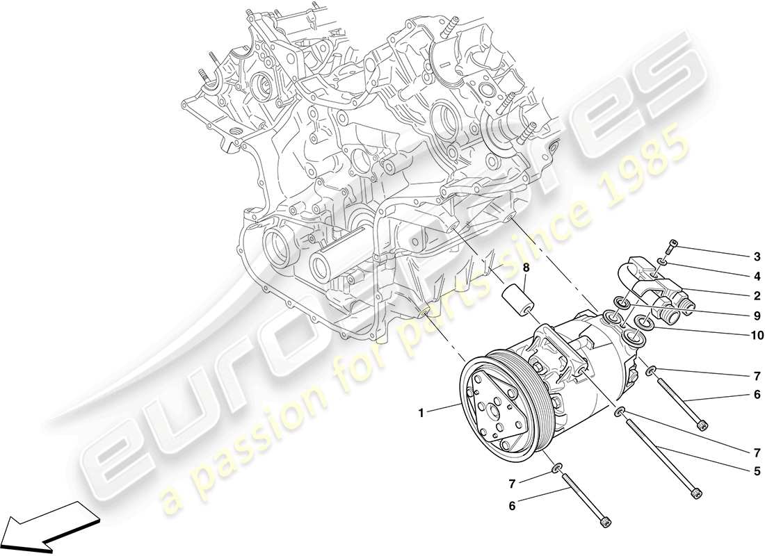 ferrari f430 coupe (usa) diagrama de piezas del compresor del sistema de ca