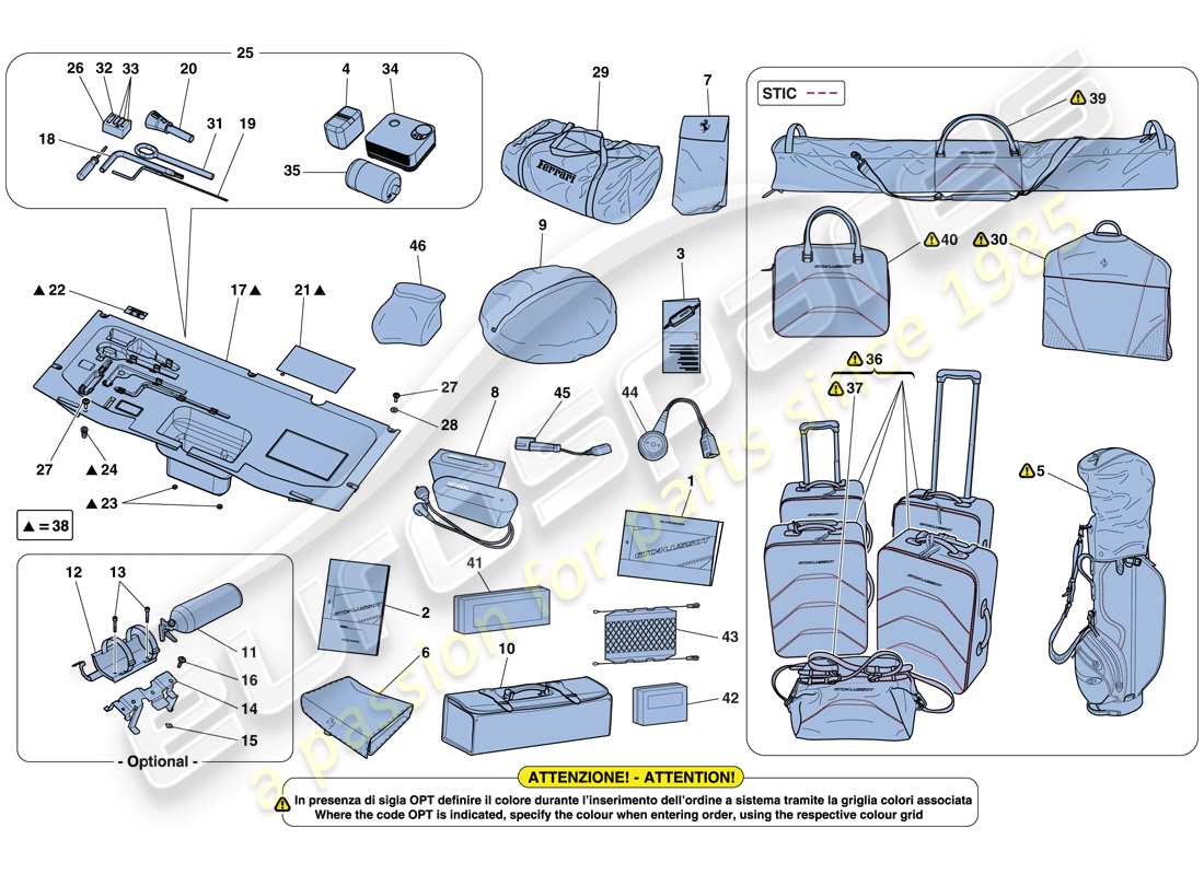 ferrari gtc4 lusso t (usa) herramientas y accesorios suministrados con el vehículo diagrama de piezas