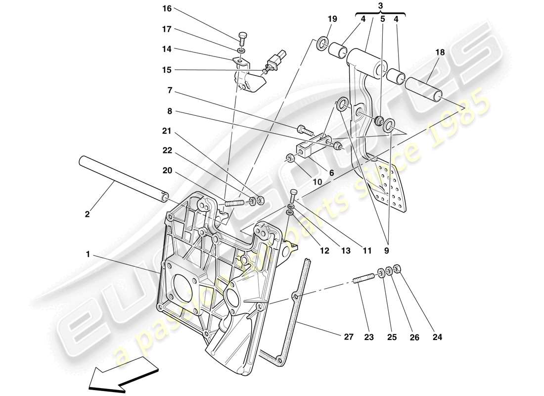 ferrari f430 scuderia (usa) diagrama de piezas del tablero de pedales