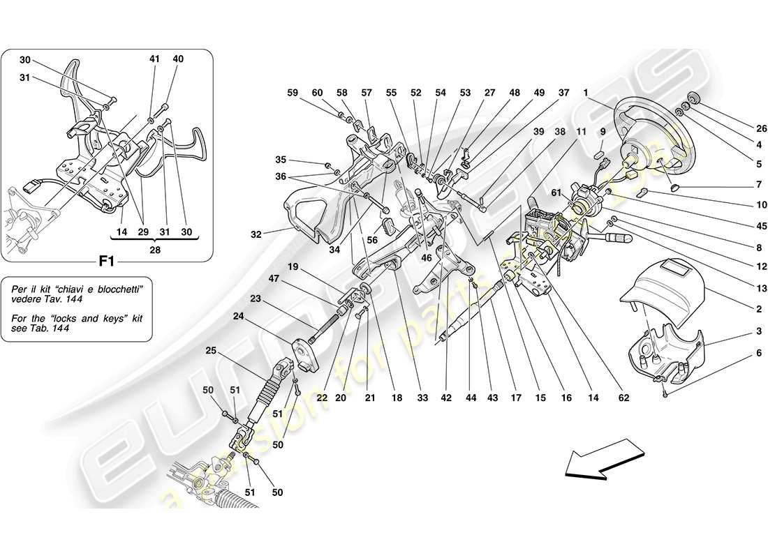 ferrari f430 coupe (usa) control de dirección diagrama de piezas