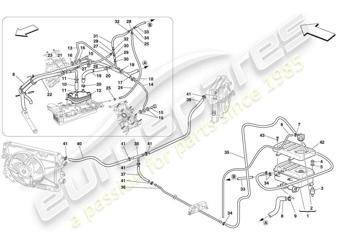 ferrari f430 scuderia spider 16m (rhd) tanque previsor diagrama de piezas