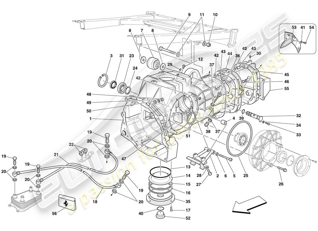 ferrari f430 scuderia (usa) caja de cambios - tapas diagrama de piezas