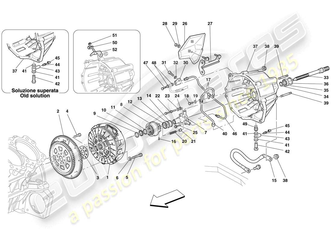 ferrari 599 gtb fiorano (rhd) embrague y controles diagrama de piezas