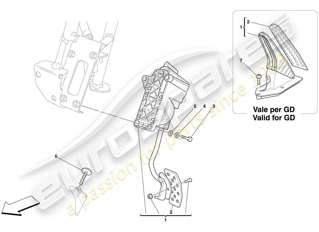 ferrari 599 gto (rhd) electronic accelerator pedal diagrama de piezas