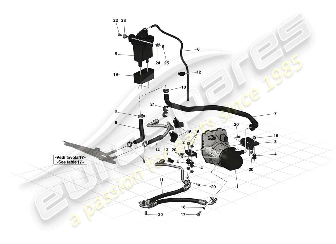 ferrari laferrari (usa) diagrama de piezas de la bomba de dirección asistida y depósito