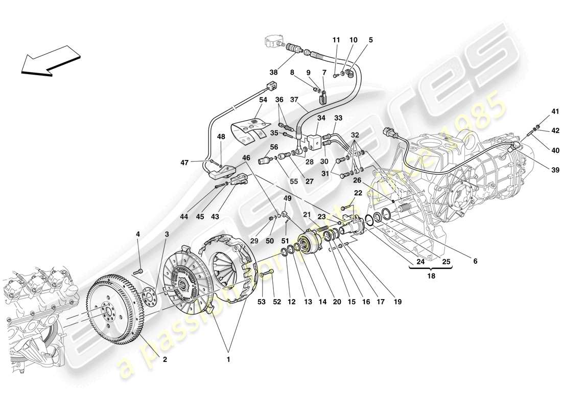 ferrari f430 spider (rhd) embrague y controles diagrama de piezas