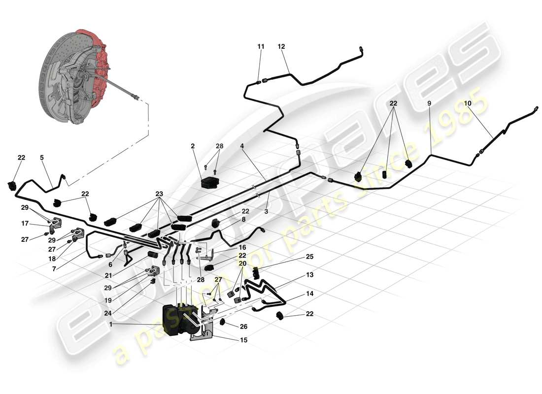 ferrari laferrari (usa) diagrama de piezas del sistema de frenos