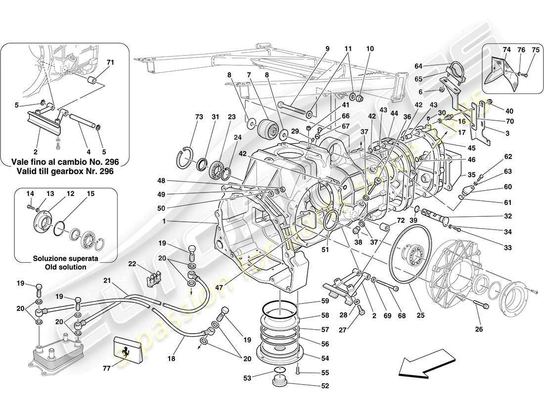 ferrari f430 coupe (europe) caja de cambios - tapas diagrama de piezas