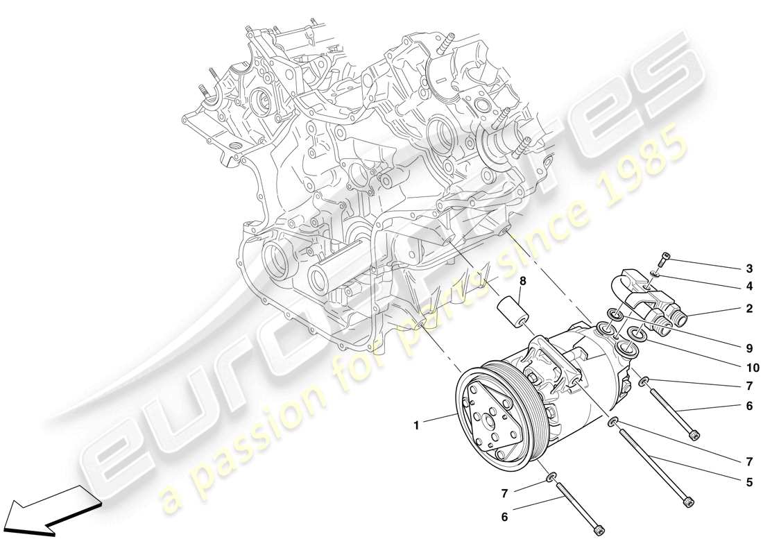 ferrari f430 spider (rhd) diagrama de piezas del compresor del sistema de ca