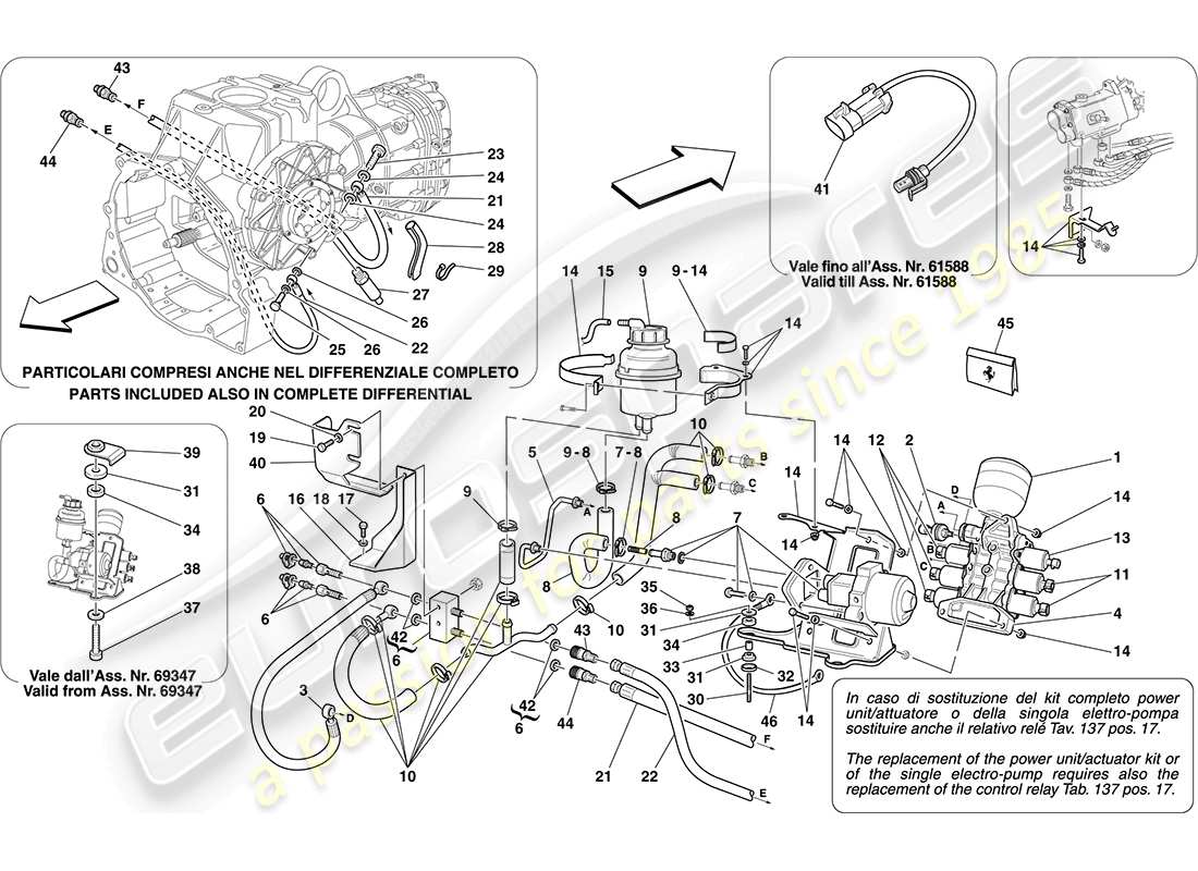 ferrari f430 coupe (rhd) power unit and tank diagrama de piezas