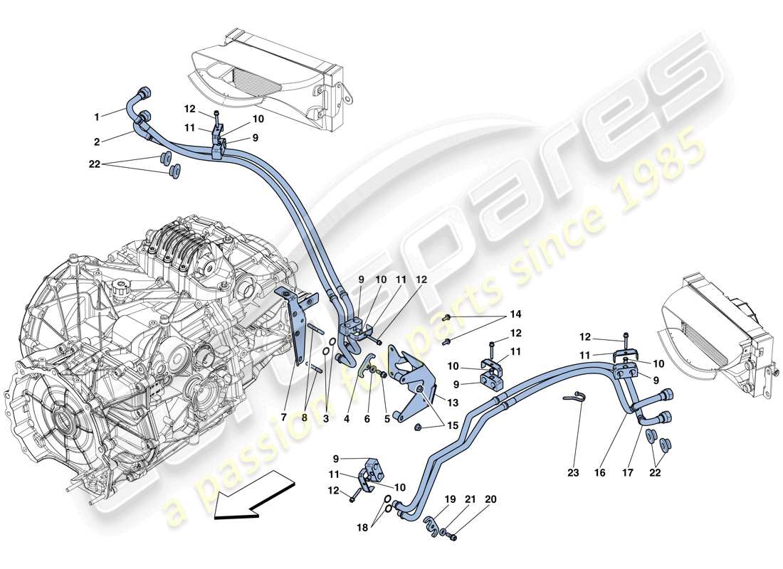 ferrari 458 speciale (europe) sistema de enfriamiento y lubricación del aceite de la caja de cambios diagrama de piezas