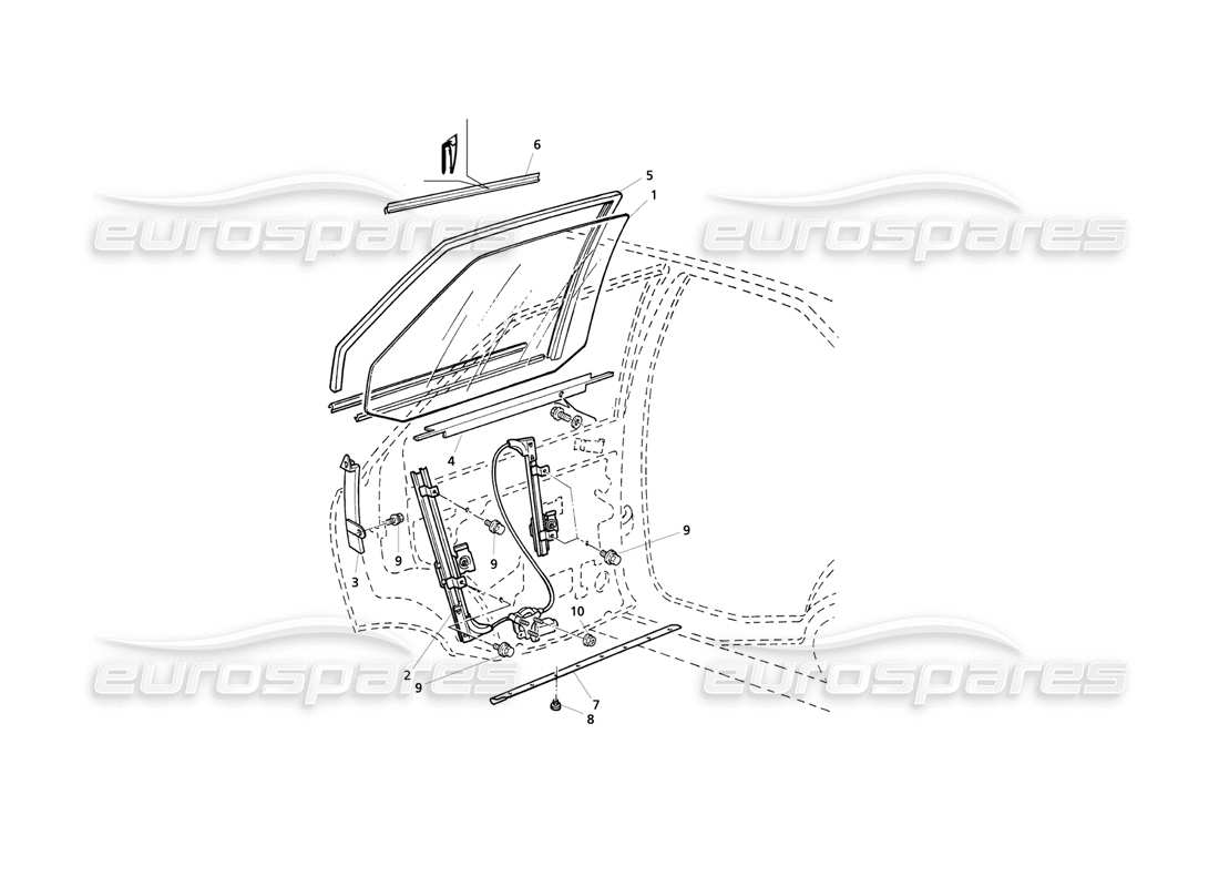 maserati qtp v6 evoluzione puertas traseras: ventanas y reguladores diagrama de piezas