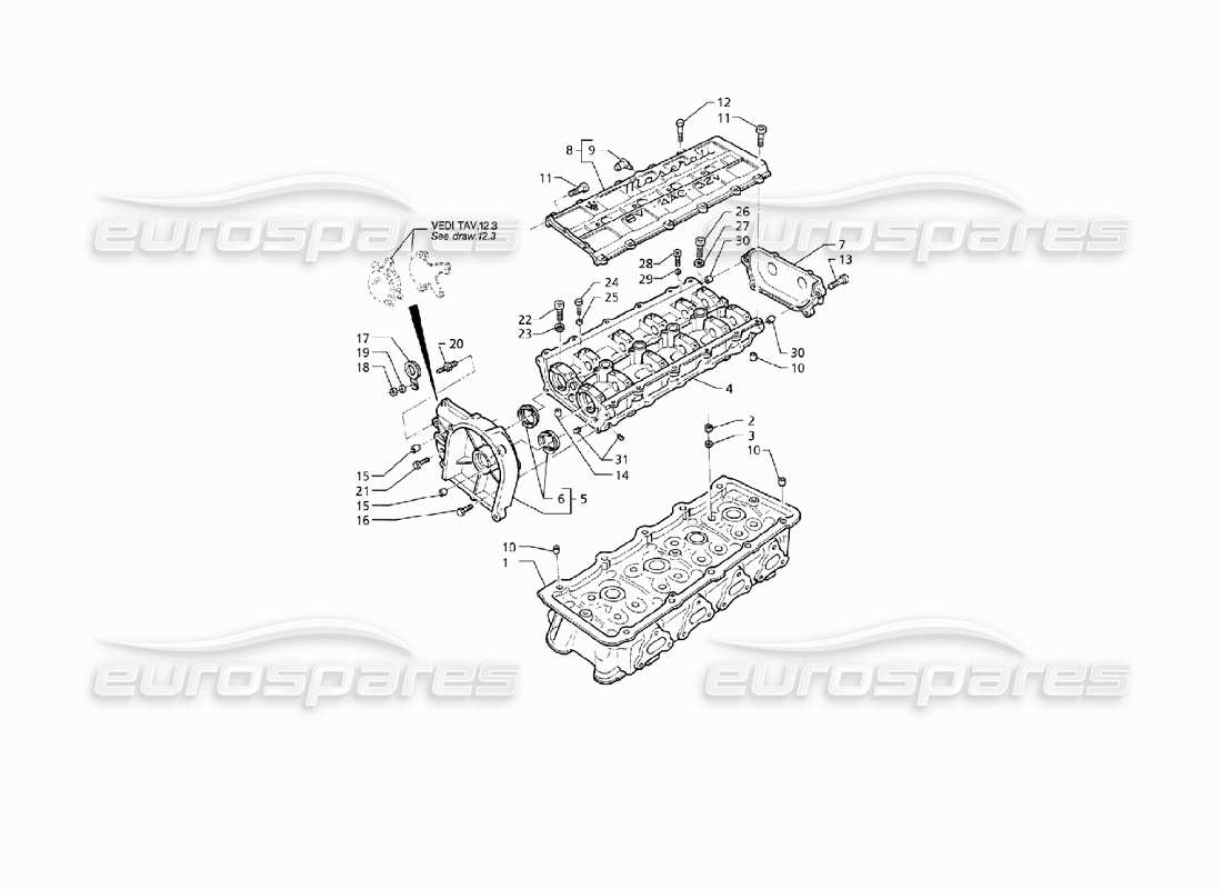 maserati qtp v8 (1998) culatas de cilindros, diagrama de piezas del bastidor izquierdo