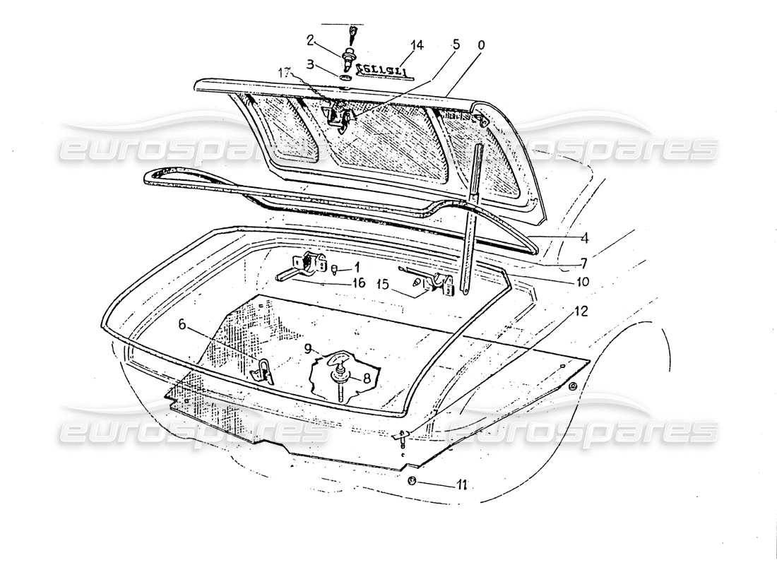 ferrari 330 gt 2+2 (coachwork) diagrama de piezas del compartimento de arranque (edición 2 + 3)