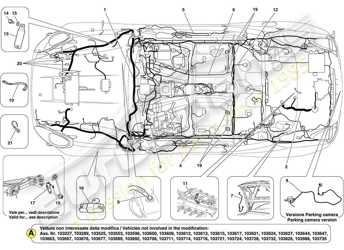 ferrari california (europe) arneses de cableado principales diagrama de piezas