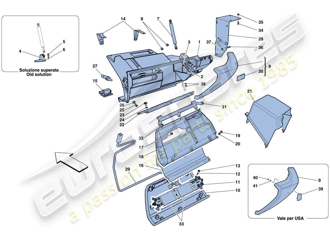 ferrari 458 italia (rhd) guantera diagrama de piezas