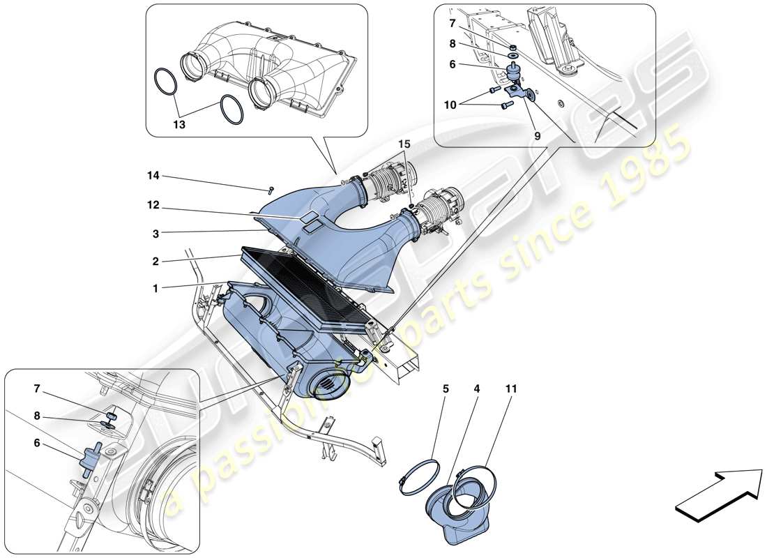 ferrari 458 spider (europe) diagrama de piezas de entrada de aire