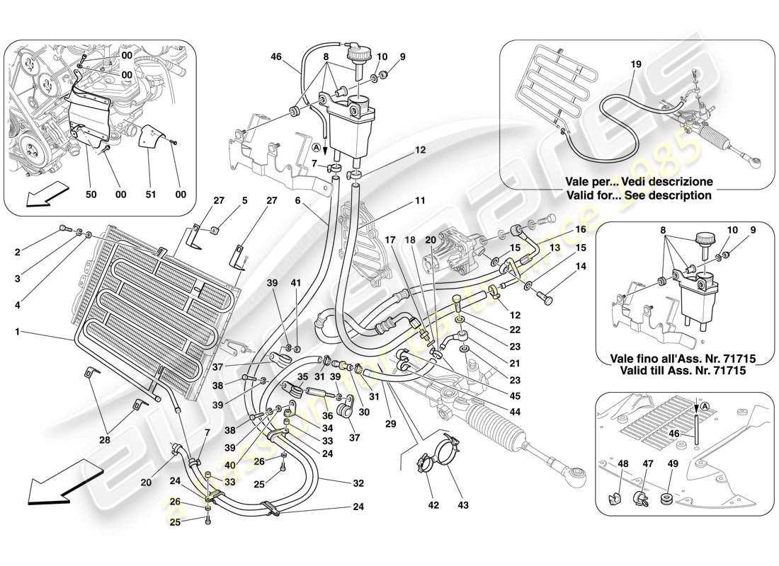 ferrari 612 scaglietti (europe) depósito de líquido hidráulico para sistema de dirección asistida y bobina diagrama de piezas