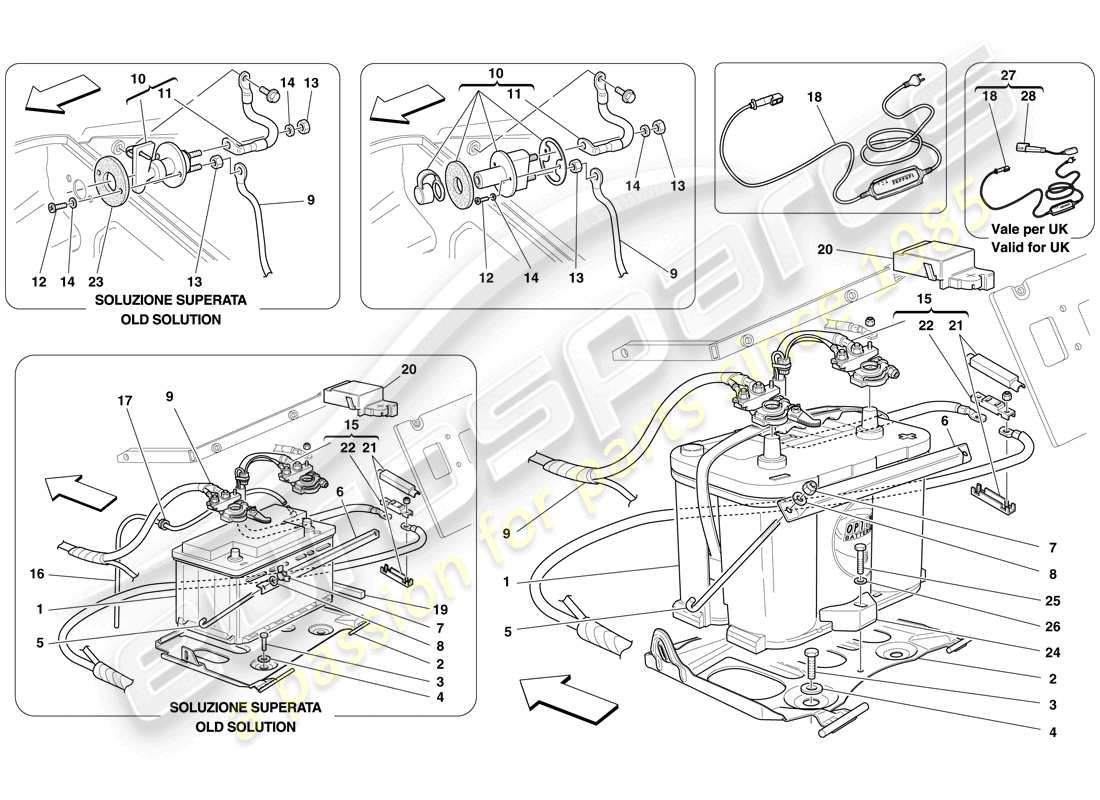 ferrari f430 scuderia spider 16m (rhd) batería diagrama de piezas