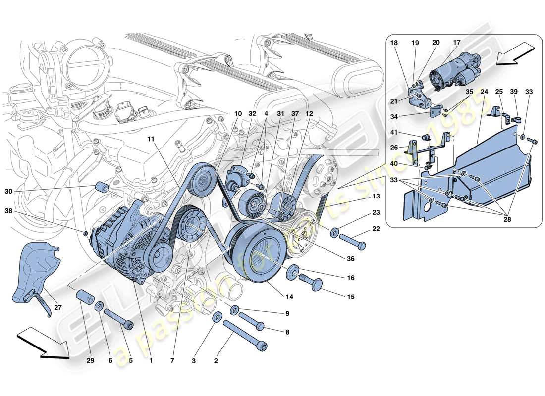 ferrari f12 tdf (rhd) alternador - motor de arranque diagrama de piezas