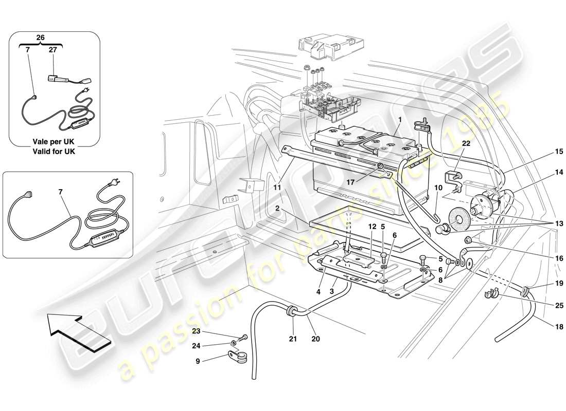 ferrari 599 sa aperta (usa) batería diagrama de piezas