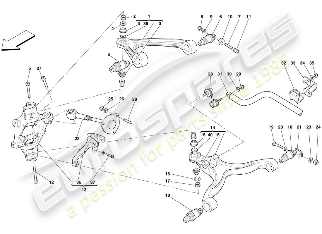 ferrari 599 sa aperta (rhd) suspensión trasera - brazos y barra estabilizadora diagrama de piezas