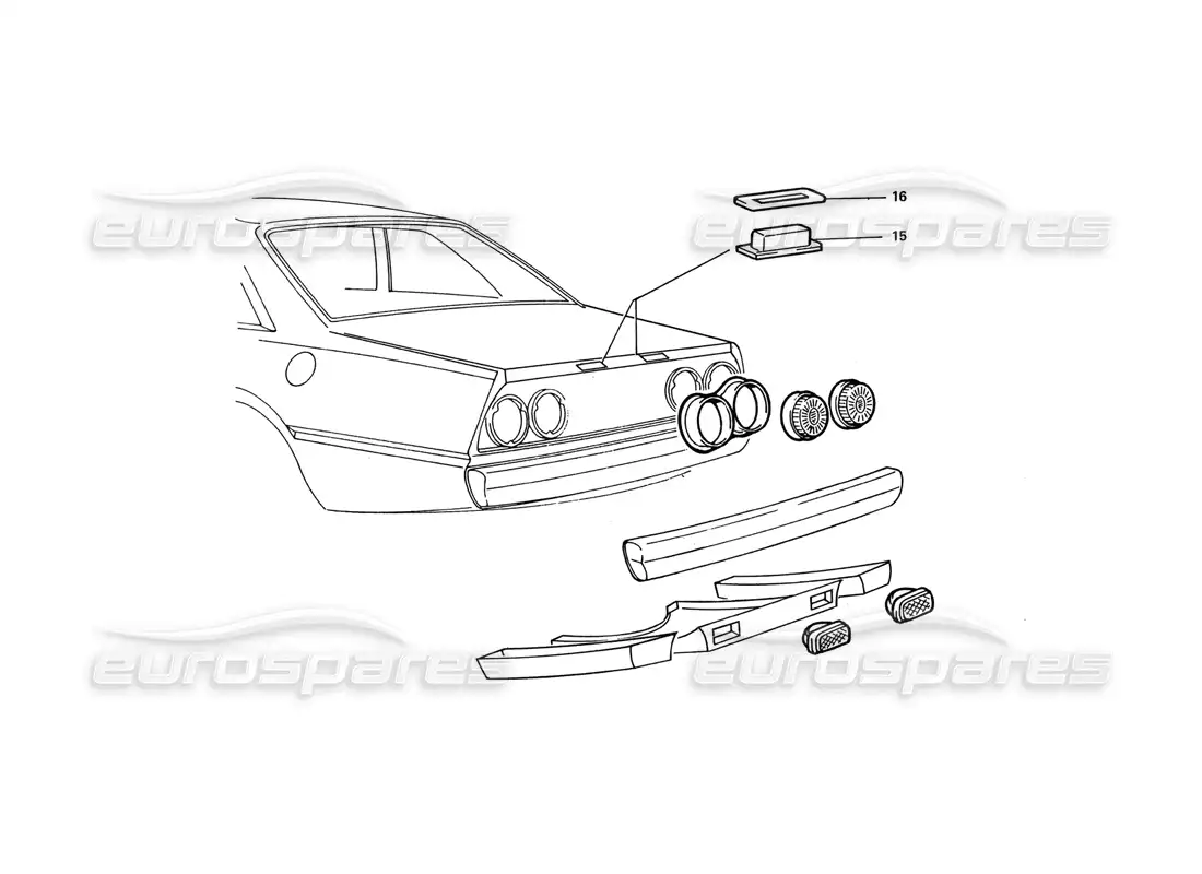 ferrari 412 (coachwork) luces traseras diagrama de piezas