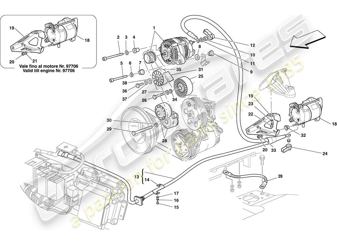 ferrari f430 coupe (usa) alternador - motor de arranque diagrama de piezas