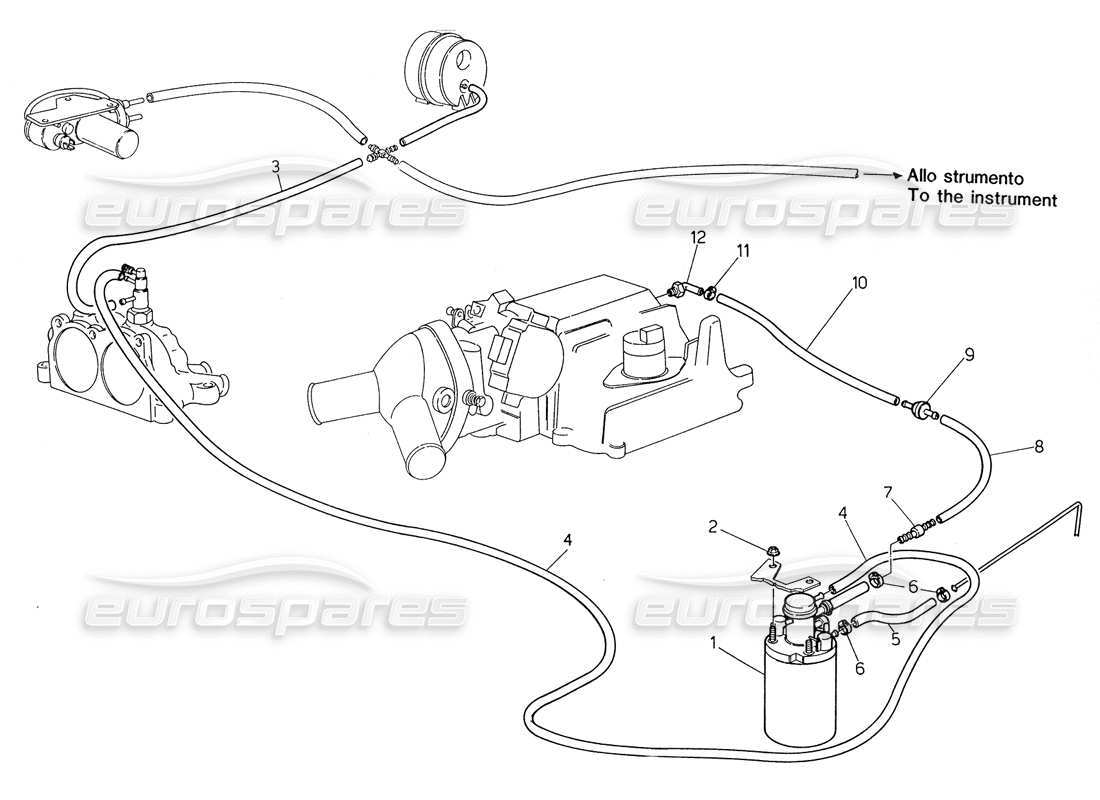 maserati biturbo spider diagrama de piezas del sistema de evaporación
