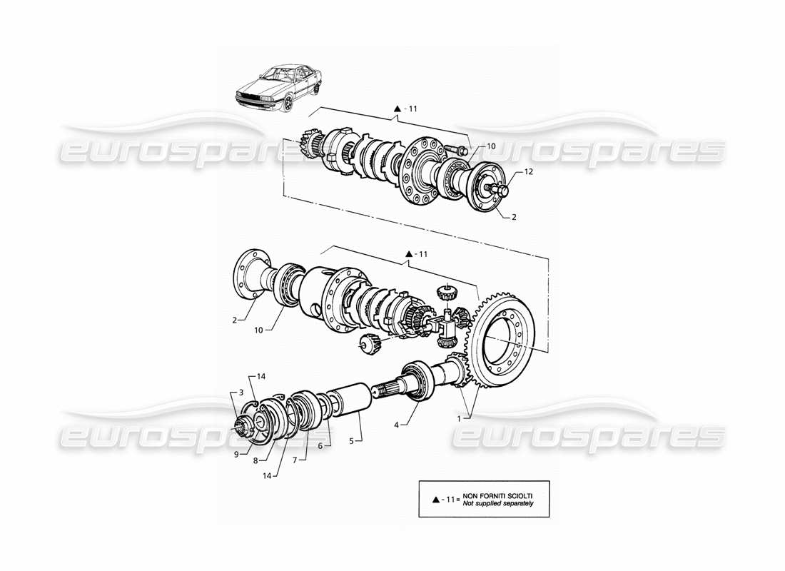 maserati qtp. 3.2 v8 (1999) piezas internas del diferencial diagrama de piezas