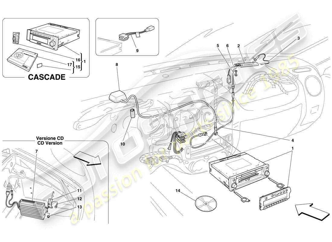 ferrari f430 spider (rhd) diagrama de piezas del sistema hi-fi