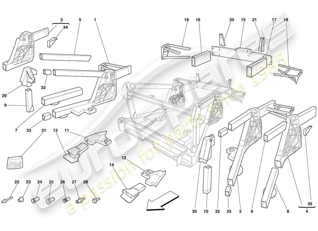 ferrari f430 spider (rhd) chasis - subconjuntos de elementos traseros diagrama de piezas