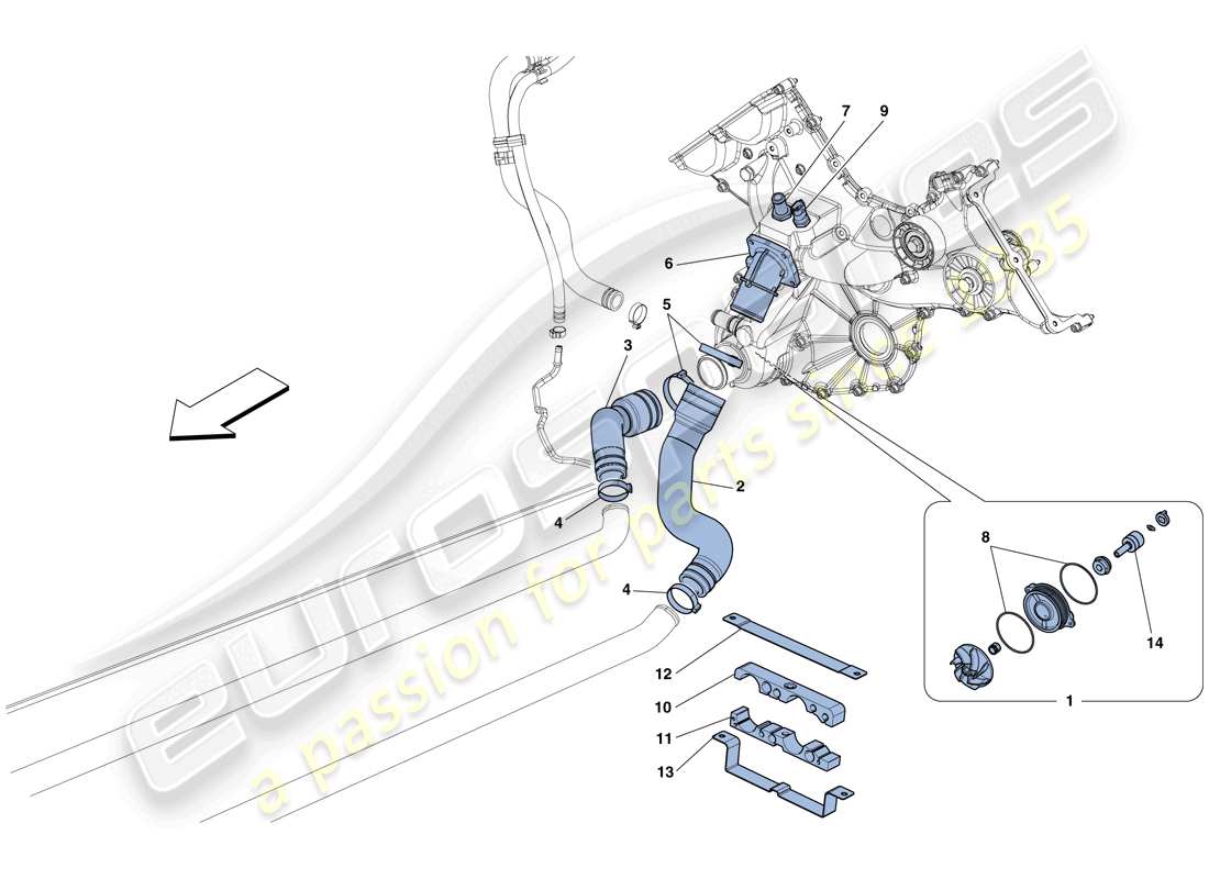 ferrari 458 spider (rhd) cooling - water pump part diagram