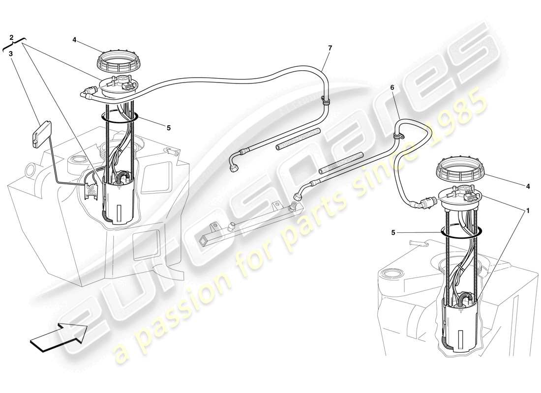 ferrari f430 spider (usa) bombas y tubos del sistema de combustible diagrama de piezas