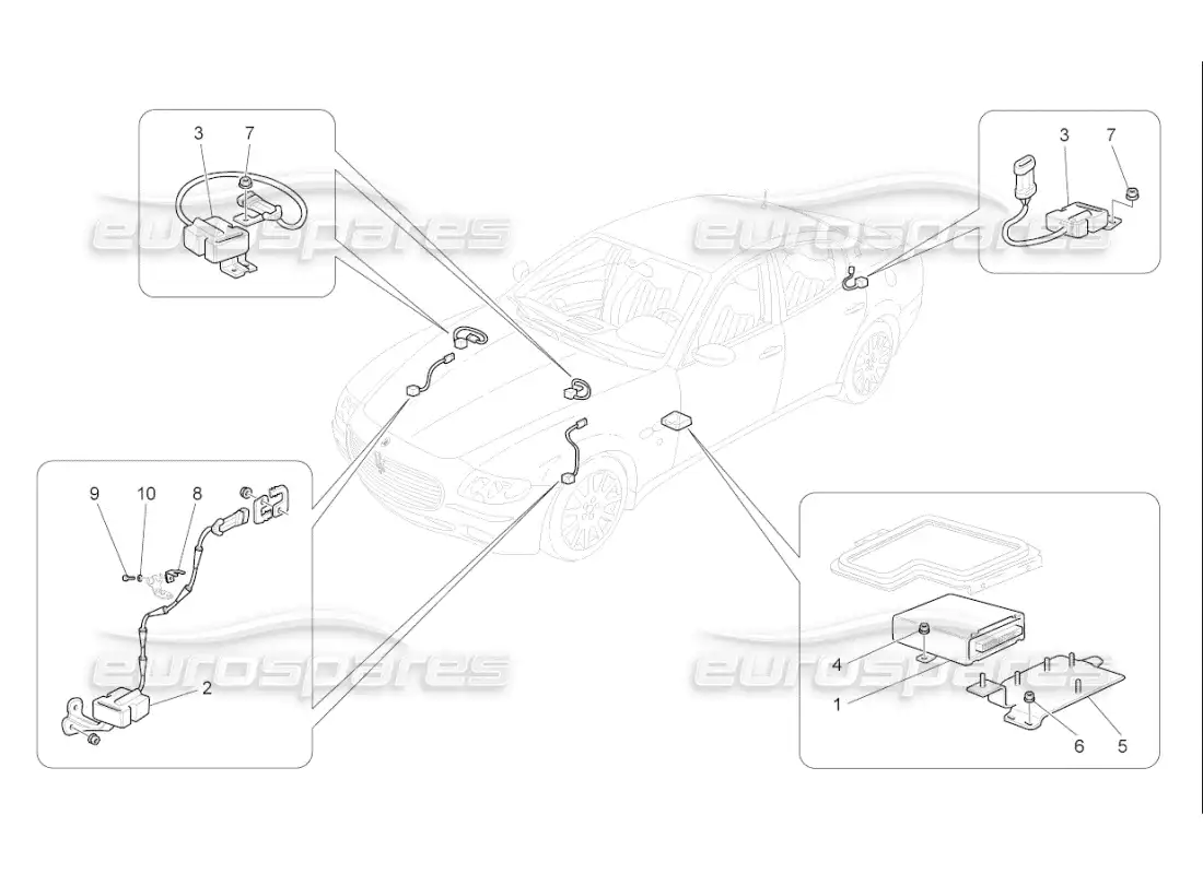 maserati qtp. (2008) 4.2 auto control electrónico (suspensión) diagrama de piezas