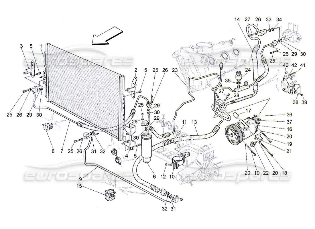 maserati qtp. (2010) 4.2 unidad a c: dispositivos del compartimiento del motor diagrama de piezas