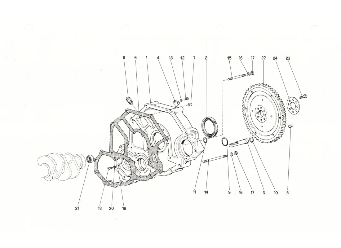 ferrari 208 gtb gts espaciador de carcasa de volante y embrague diagrama de piezas