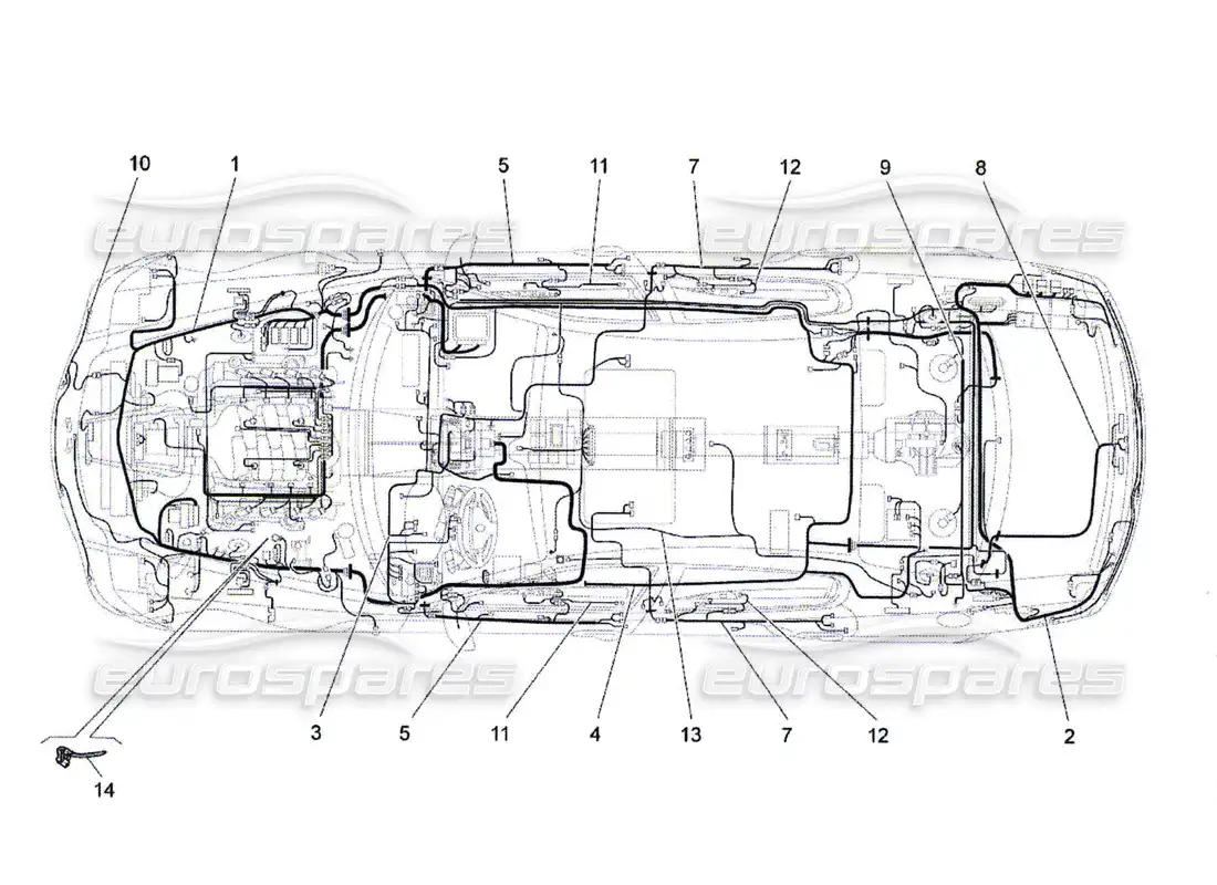maserati qtp. (2010) 4.7 cableado principal diagrama de piezas