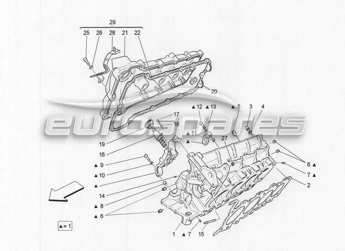 maserati grancabrio mc centenario culata derecha diagrama de piezas