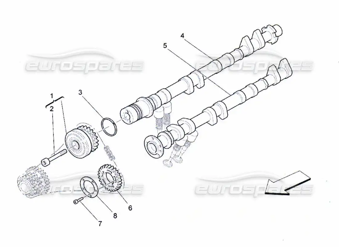 maserati qtp. (2010) 4.7 árboles de levas de culata izquierda diagrama de piezas